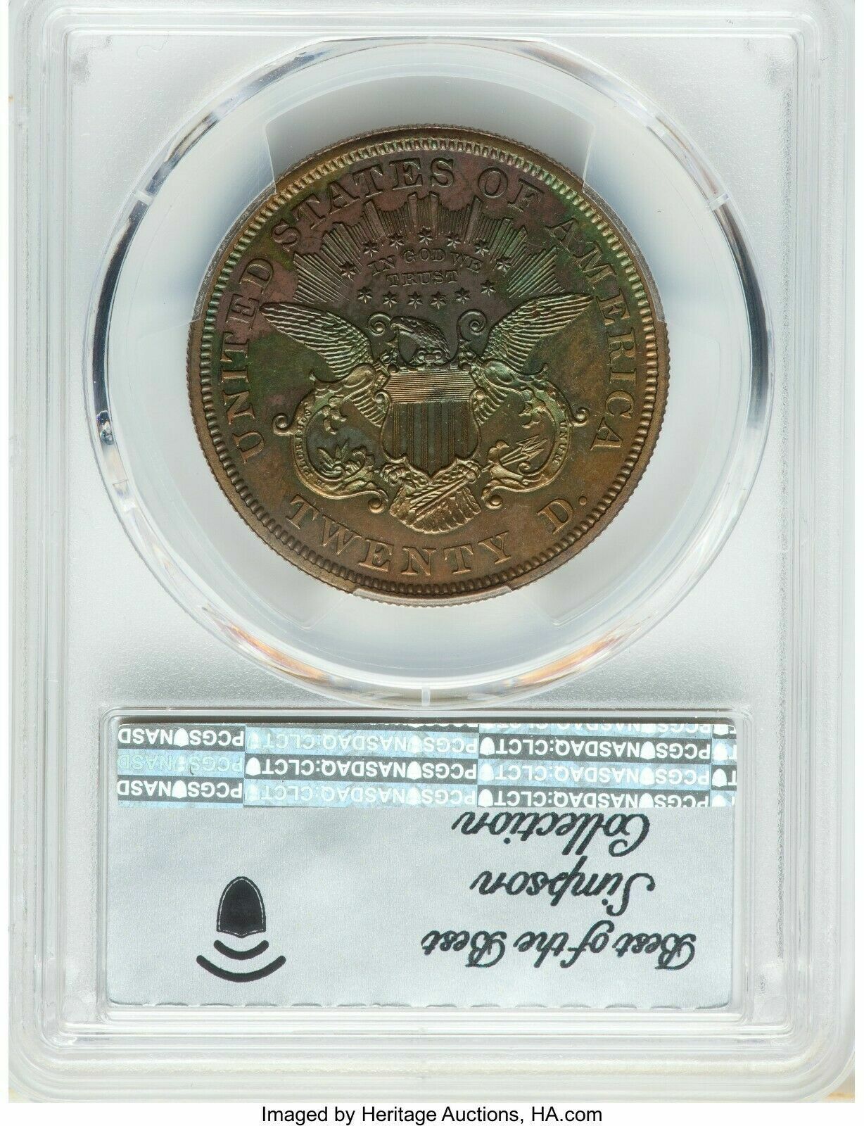 1867 $20 PCGS PR65+BN J-604 Ex: Simpson Judd Proof Pattern on Copper High R.7