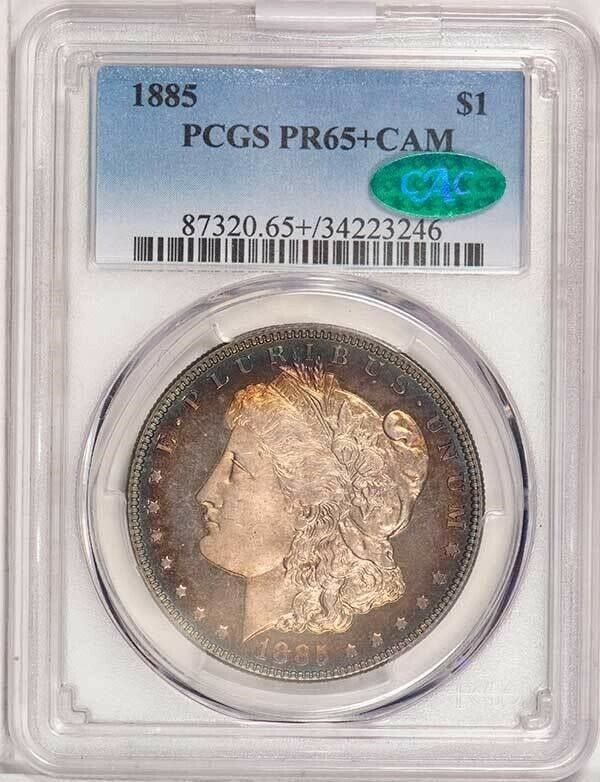 1885 $1 Morgan Dollar Proof 65+ Cameo CAC PCGS PR65+CAM CAC