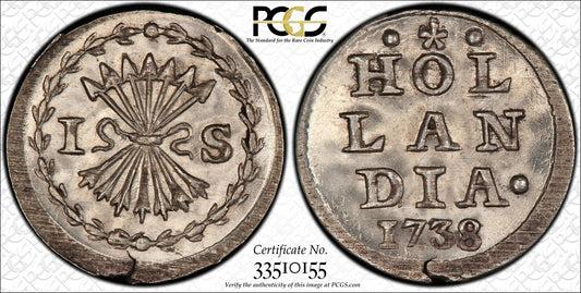 1738 STUIVER PCGS MS 66 NETH-HOLLAND KM-91