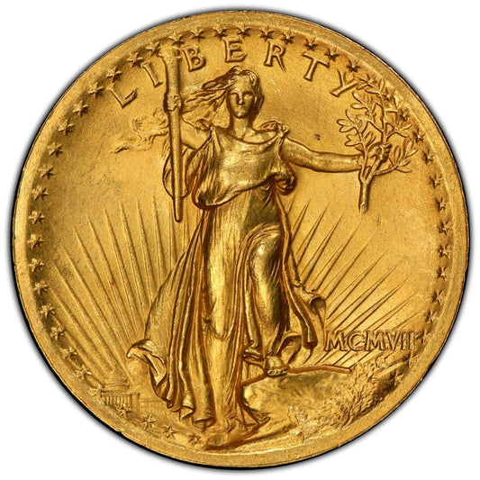 1907 $20 Saint Gaudens High Relief-Wire Edge PCGS MS64