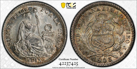 1903/893-JF 1/2 DINERO PCGS MS 66 PER KM-206.2