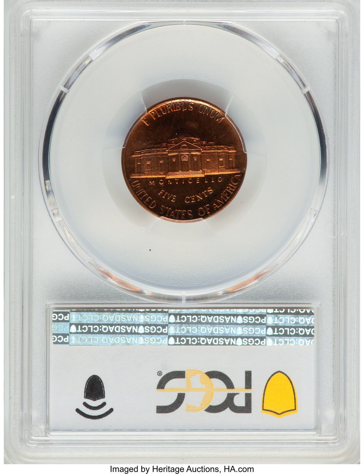 1977-S MINT ERROR 5C PCGS PR66RB STRUCK ON A CU 1C PLANCHET