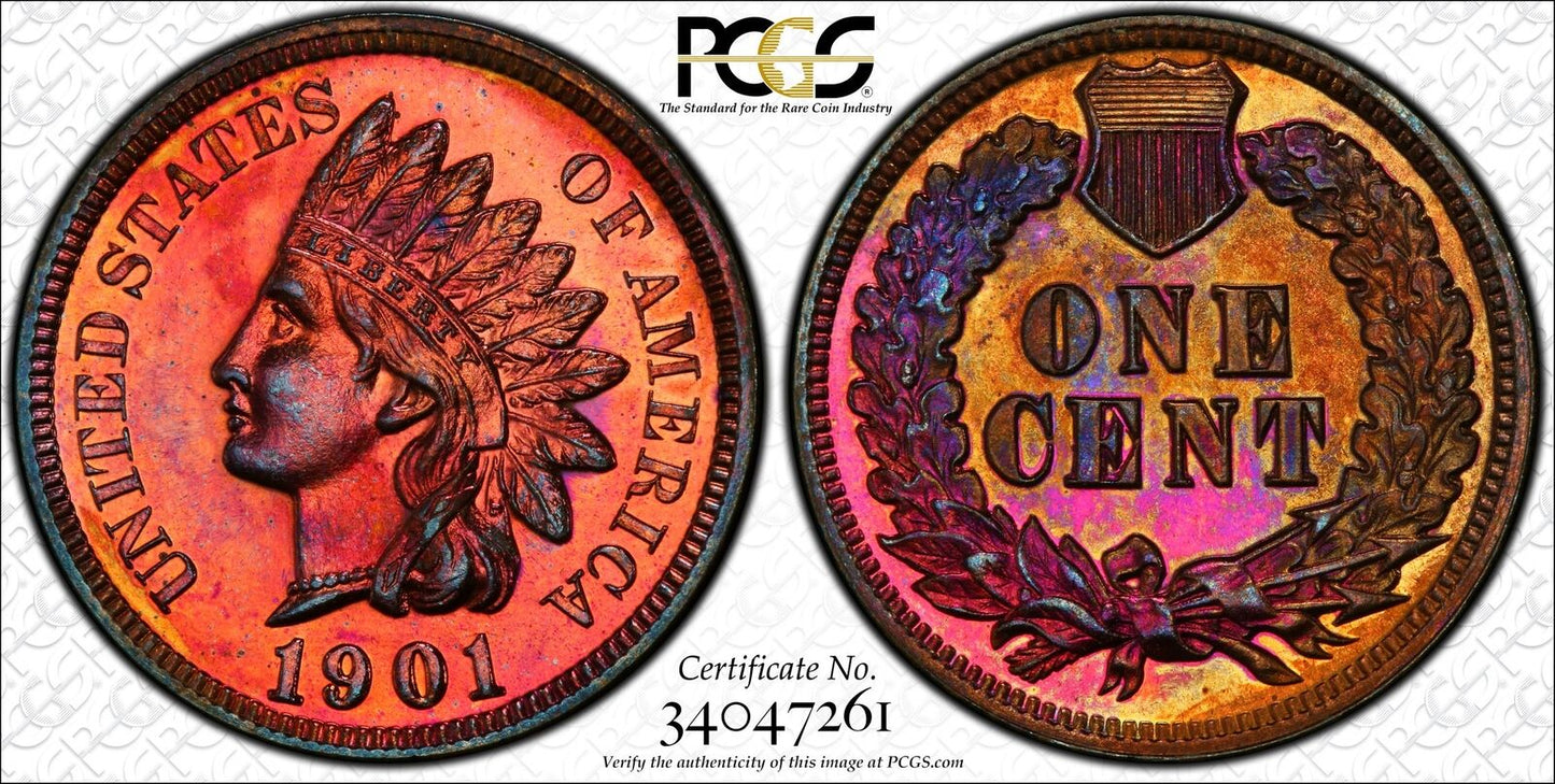 1901 1C PCGS PR66RB STUNNING MAGENTA