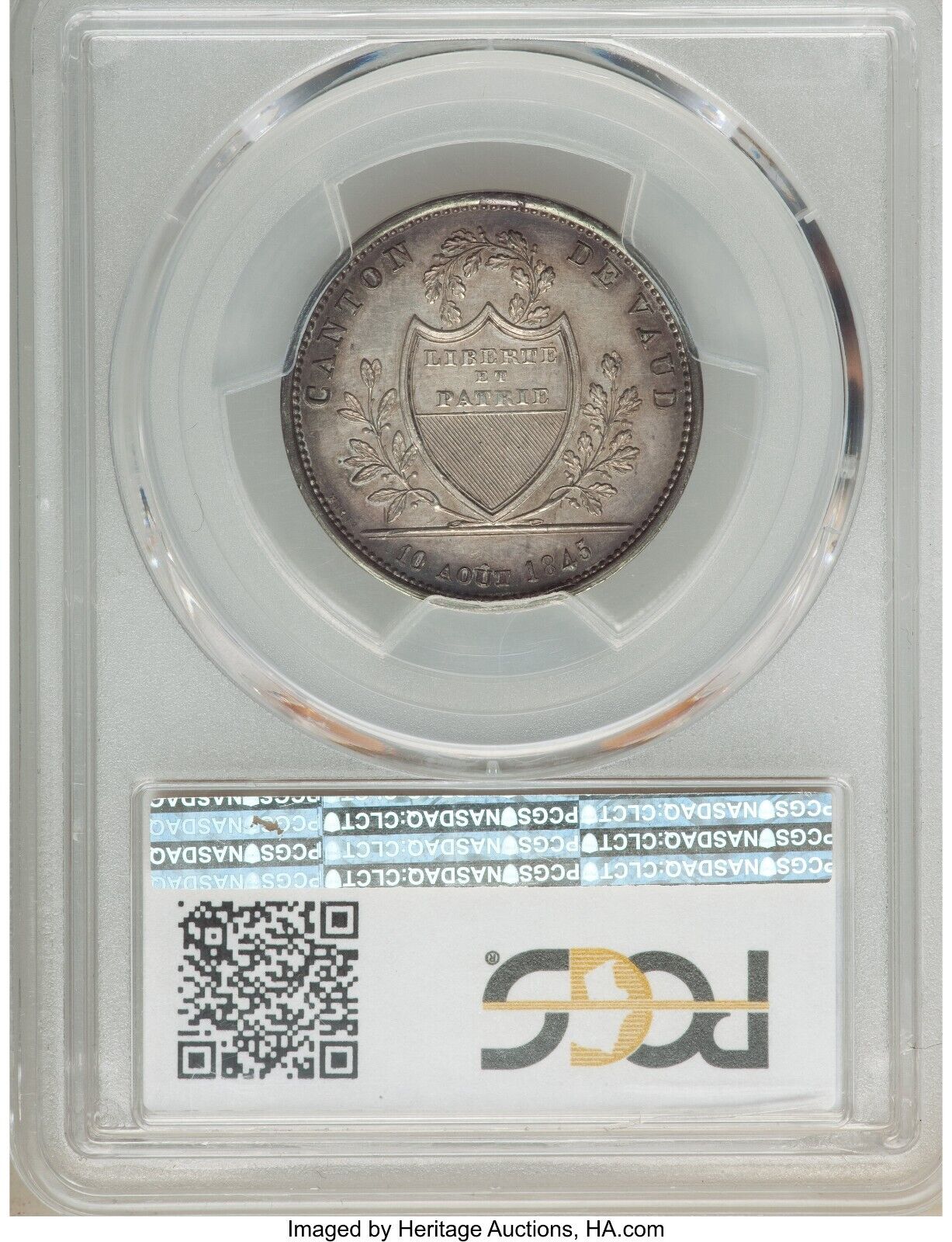 1845 1 FRANC PCGS MS 62 SWITZERLAND VAUD