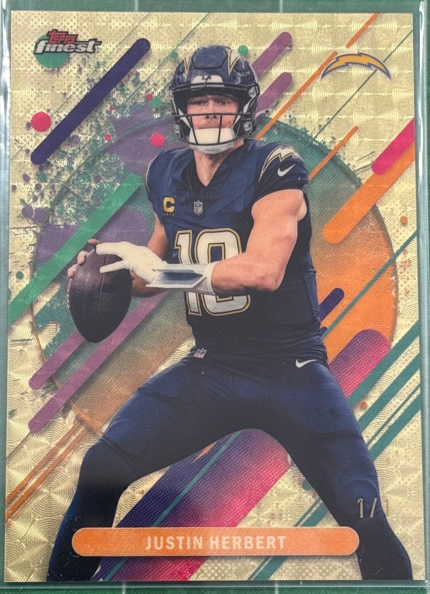 2025 Topps Finest Justin Herbert 1/1 Superfractor Rare Variation