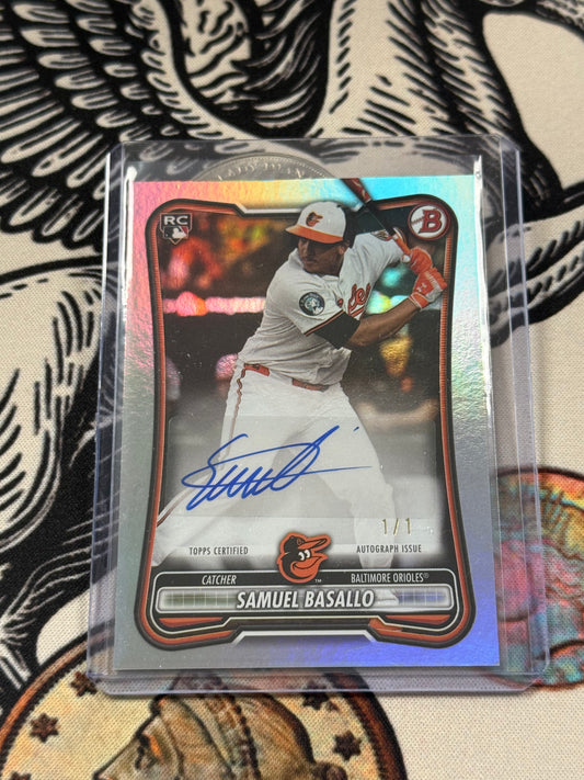 2026 Bowman Baseball Samuel Basallo Platinum Foil Auto 1/1 RC PRV-SB