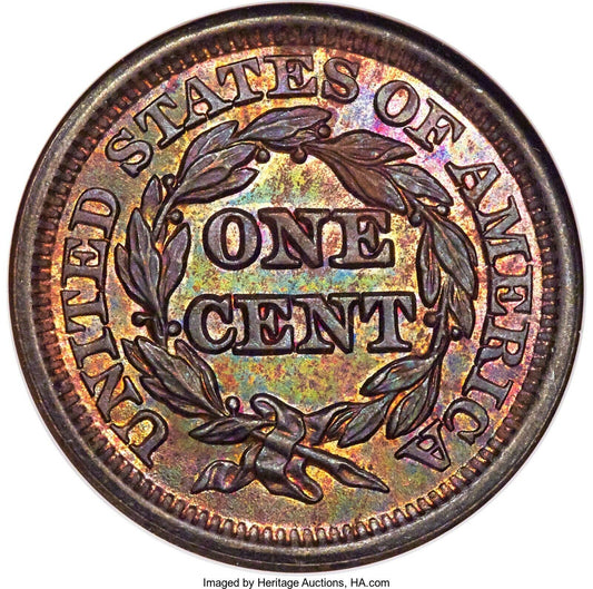 1847 1C N-21, N-40, R.3, MS66 STAR Brown NGC. CAC