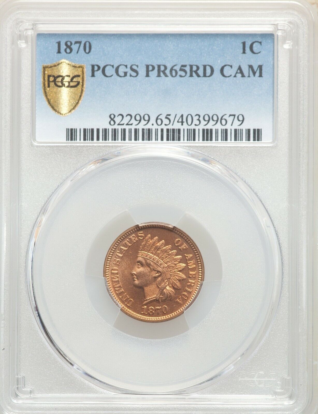 1870 1C PR65 Red Cameo PCGS Indian Cent Pop 4 / 4 Finer INCREDIBLE RED FLASH