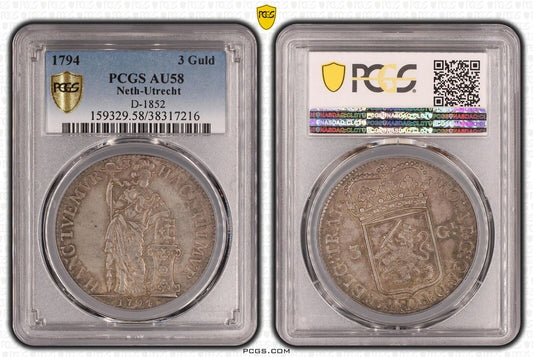 1794 3 Guld PCGS AU53 Neth-Utrecht D-1852