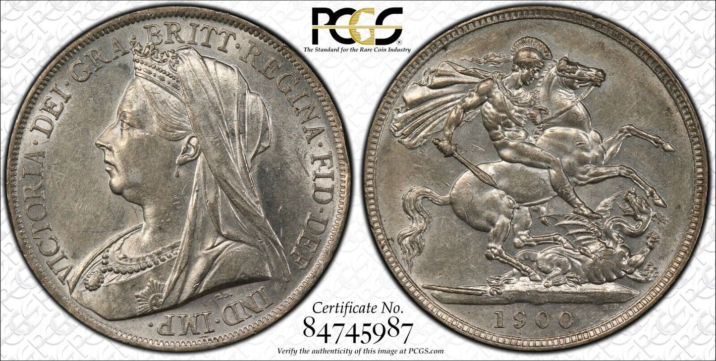 1900 CROWN PCGS AU58 GREAT BRITAIN S-3937 LXIII EDGE