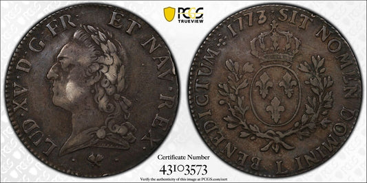 1773-L ECU PCGS XF40 FRANCE GAD-323