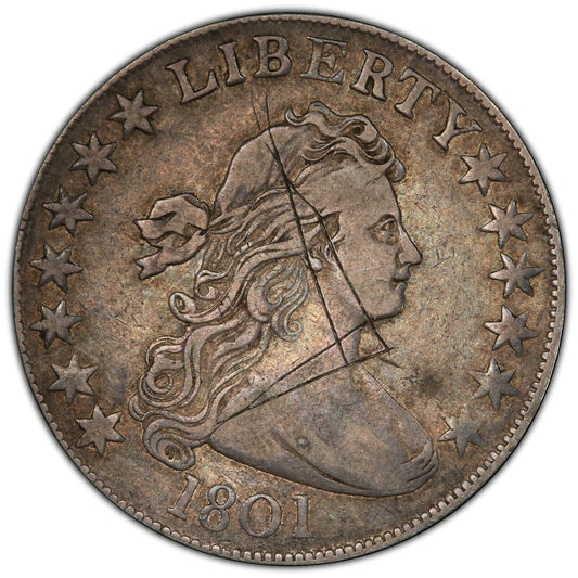 1801 Draped Bust Half Dollar PCGS VF Details - Low Mintage